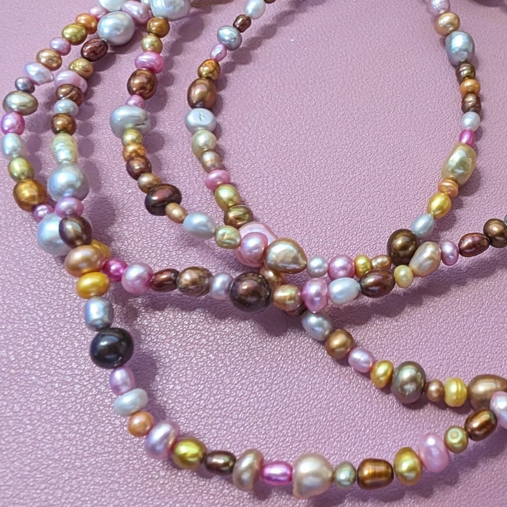 Multi-colored freshwater pearl necklace (26")